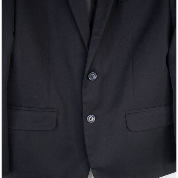 Calvin Klein 2-Pcs Solid Black Jacket Sz Husky 12 Pants 28X15 Poly Blend EUC - Picture 3 of 16